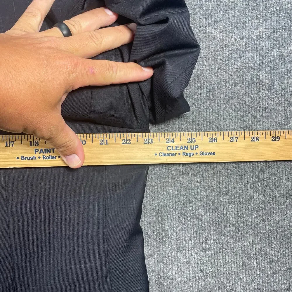 Burberry London Kensington Blazer 46R Gray/Blue Window Pane 100% Wool READ
